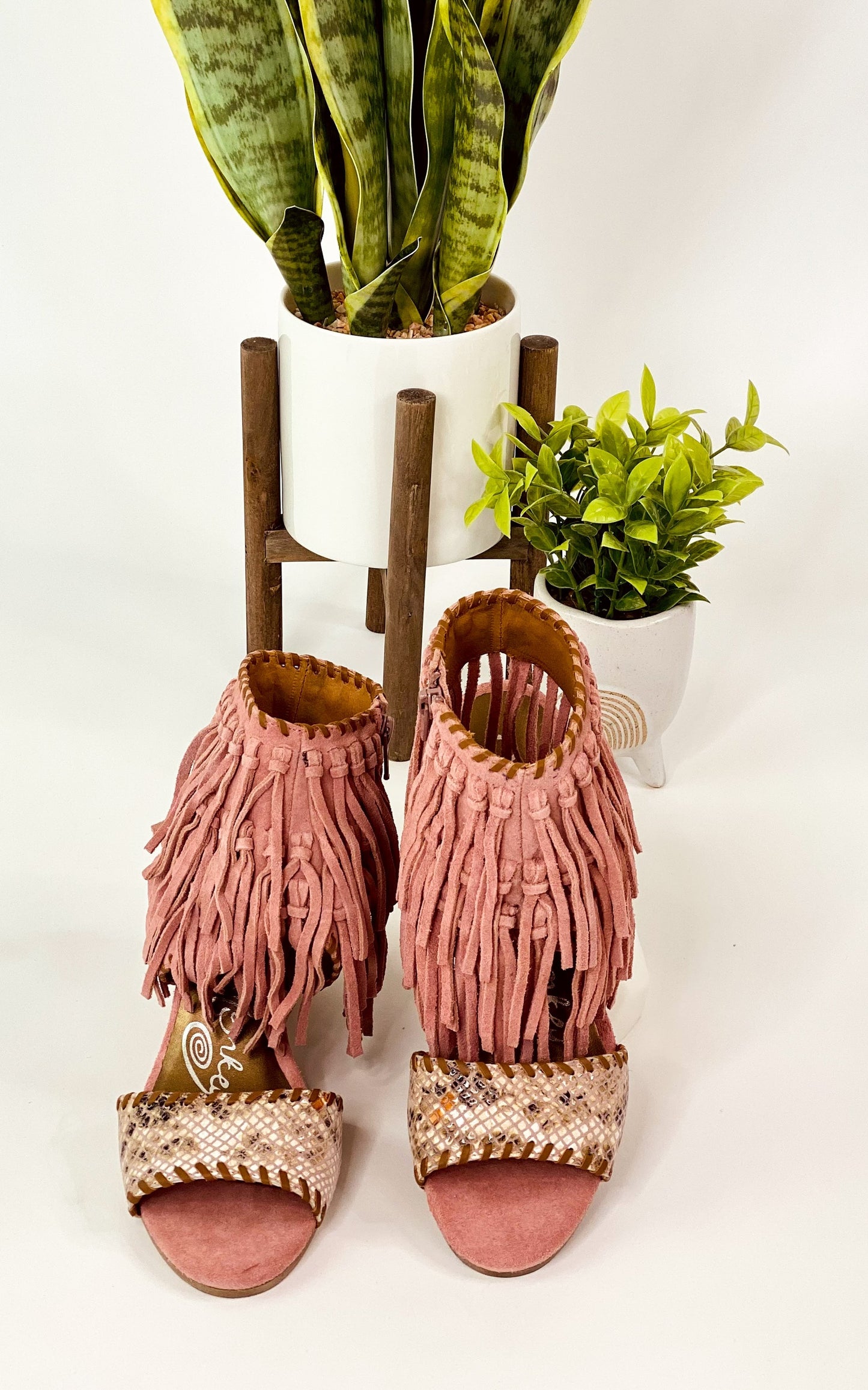 Naughty Monkey True Fringe Wedge in Blush