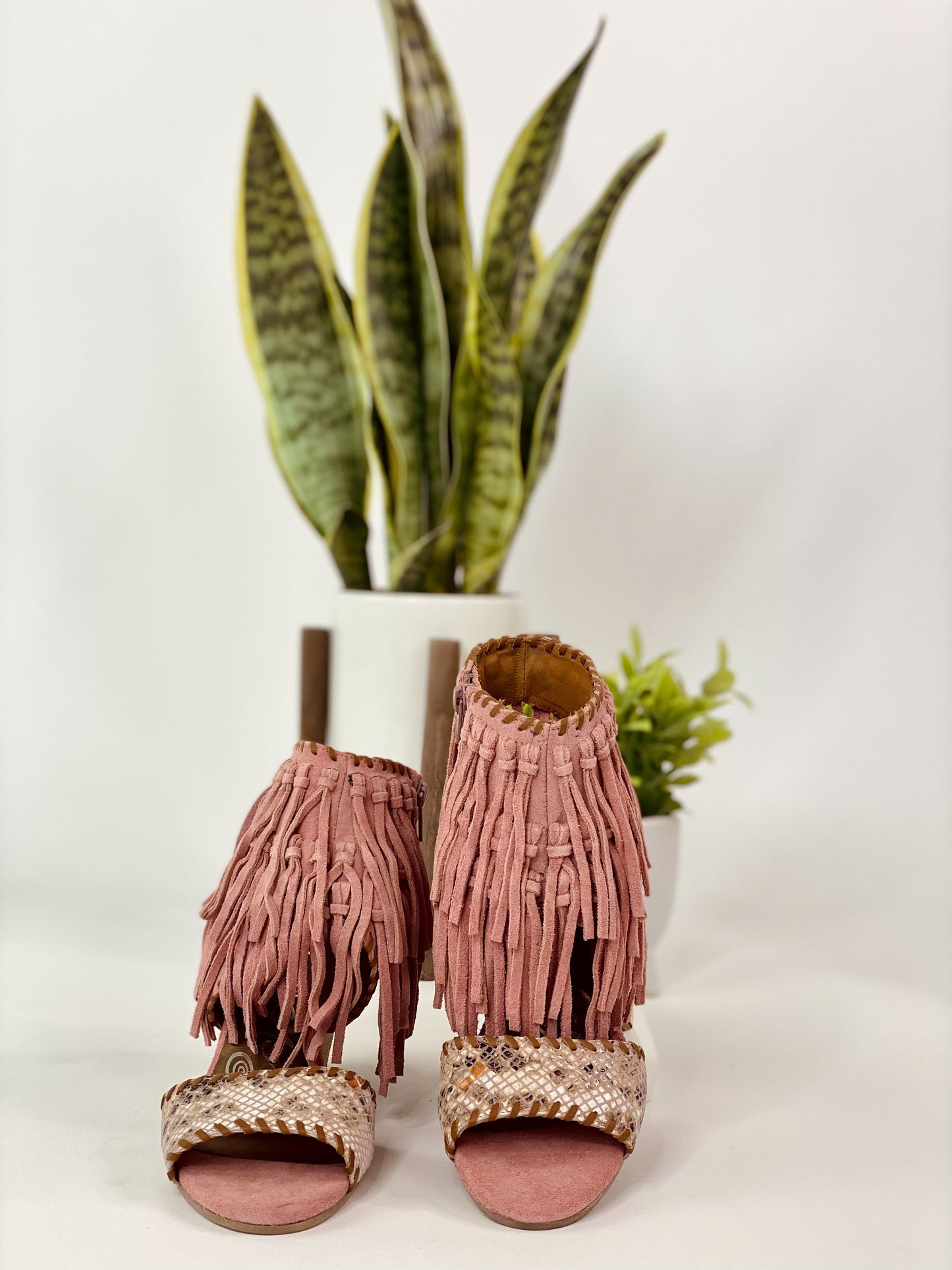 Naughty Monkey True Fringe Wedge in Blush