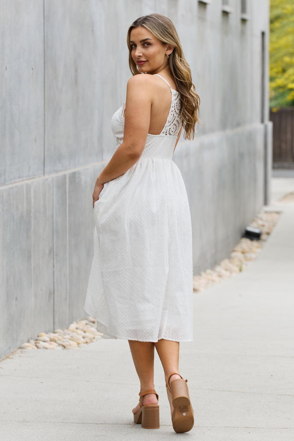 White Birch Full Size Lace Detail Sleeveless Lace Midi Dress - The Fiery Jasmine