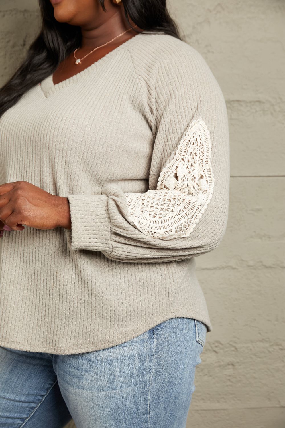Sew In Love Lace Patch Detail Sweater
