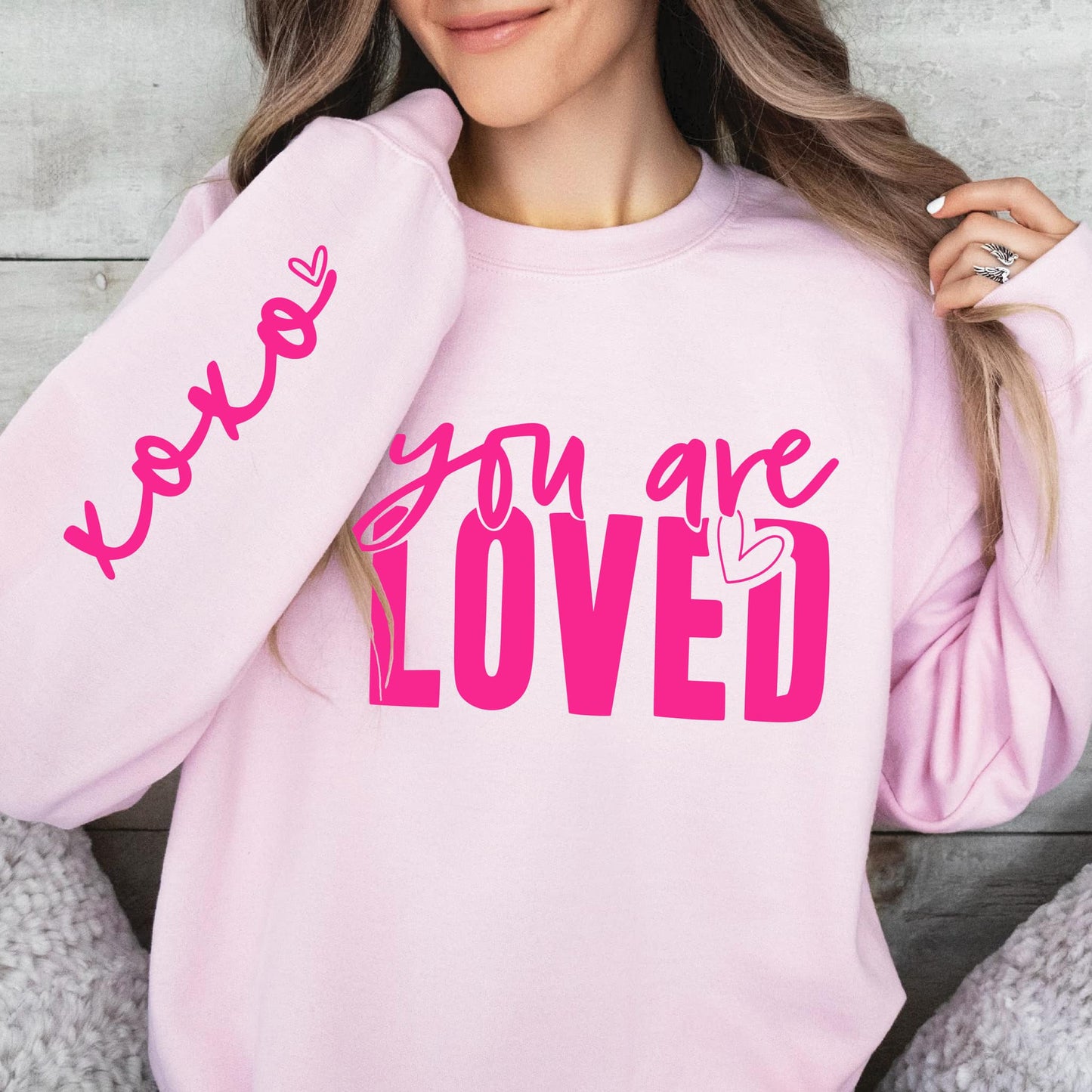 You Are Loved Sleeve Accent Sweatshirt