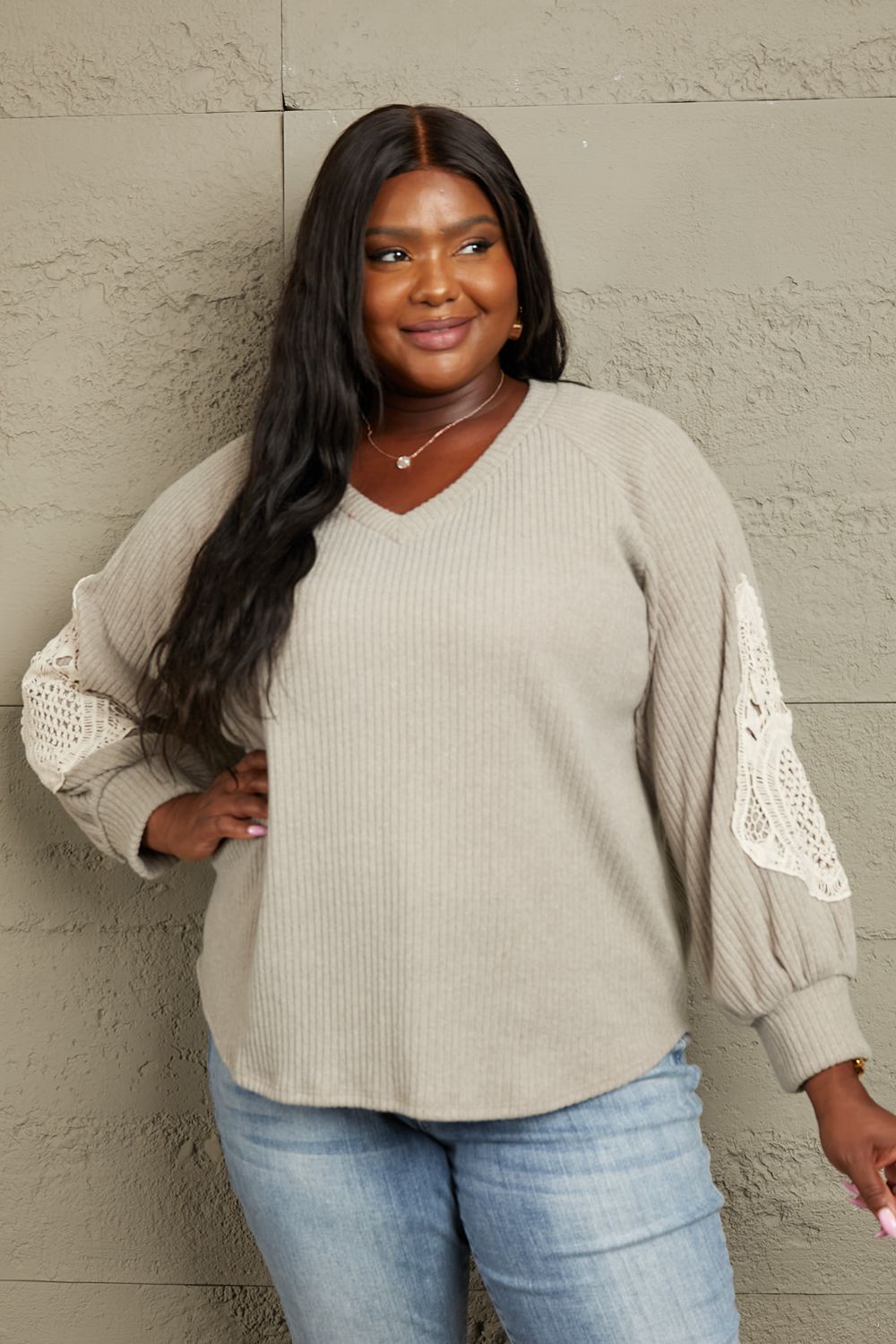 Sew In Love Lace Patch Detail Sweater