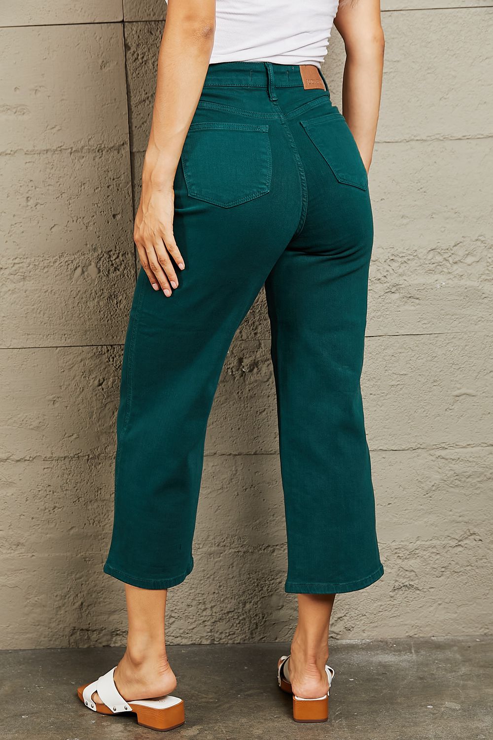 Judy Blue Hailey Tummy Control High Waisted Cropped Wide Leg Jeans