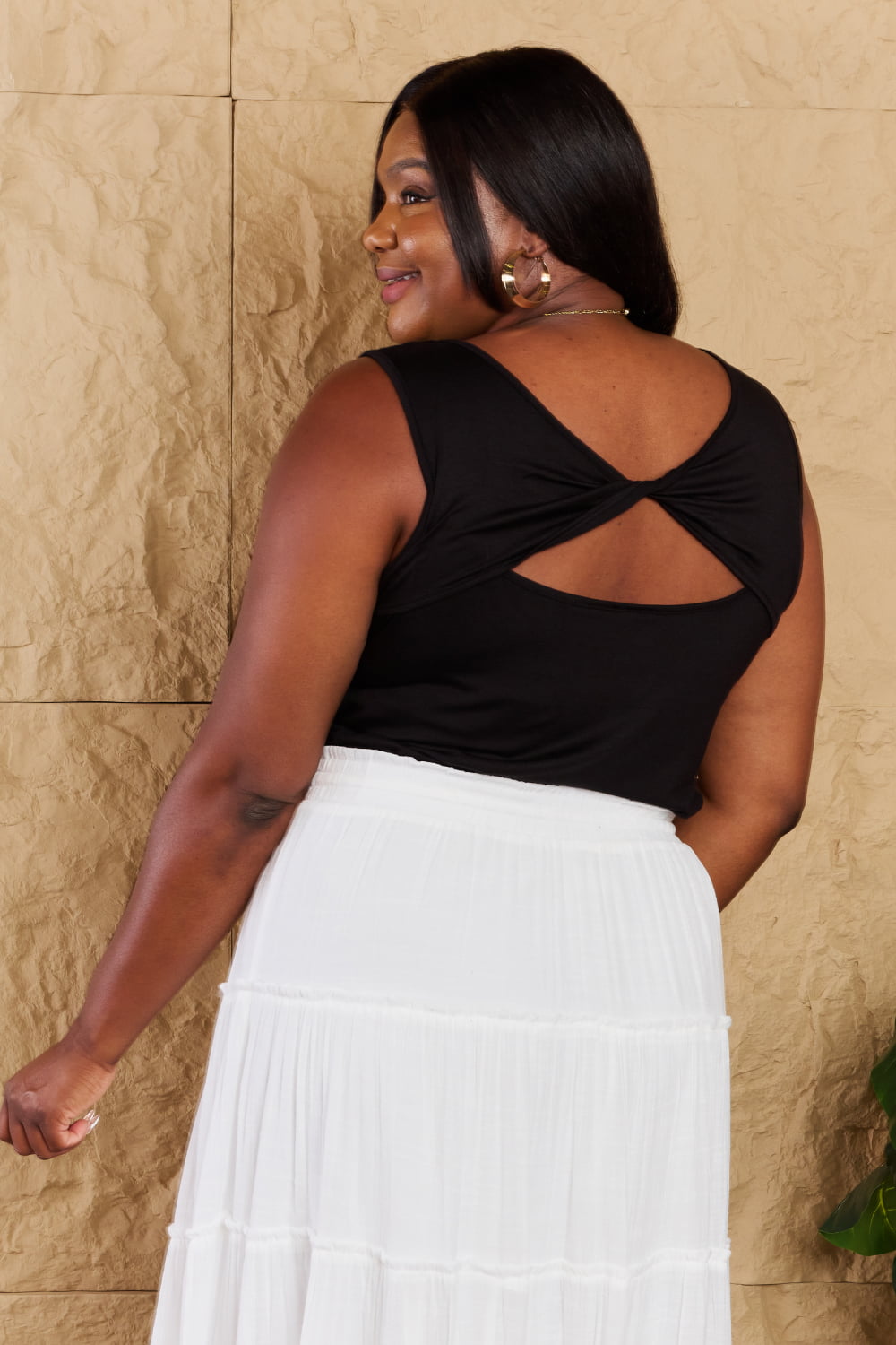 Heimish Say The Least Full Size Sleeveless Criss Cross Back Detail Top
