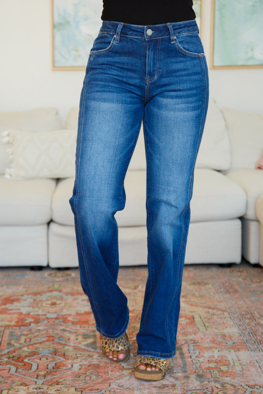 Risen Addison Mid Rise Straight Jeans