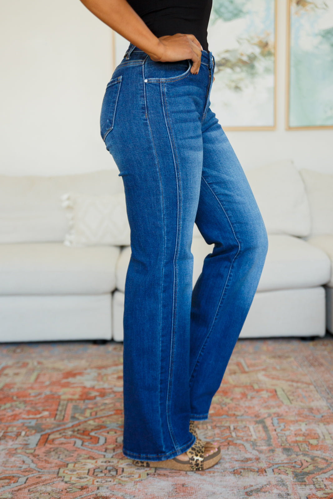 Risen Addison Mid Rise Straight Jeans