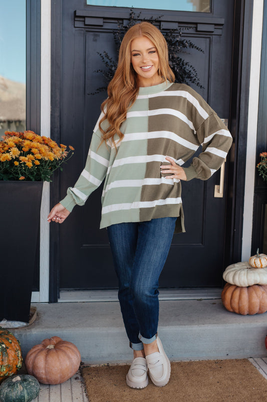 Andree by Unit Can't Decide Color Block Striped Sweater