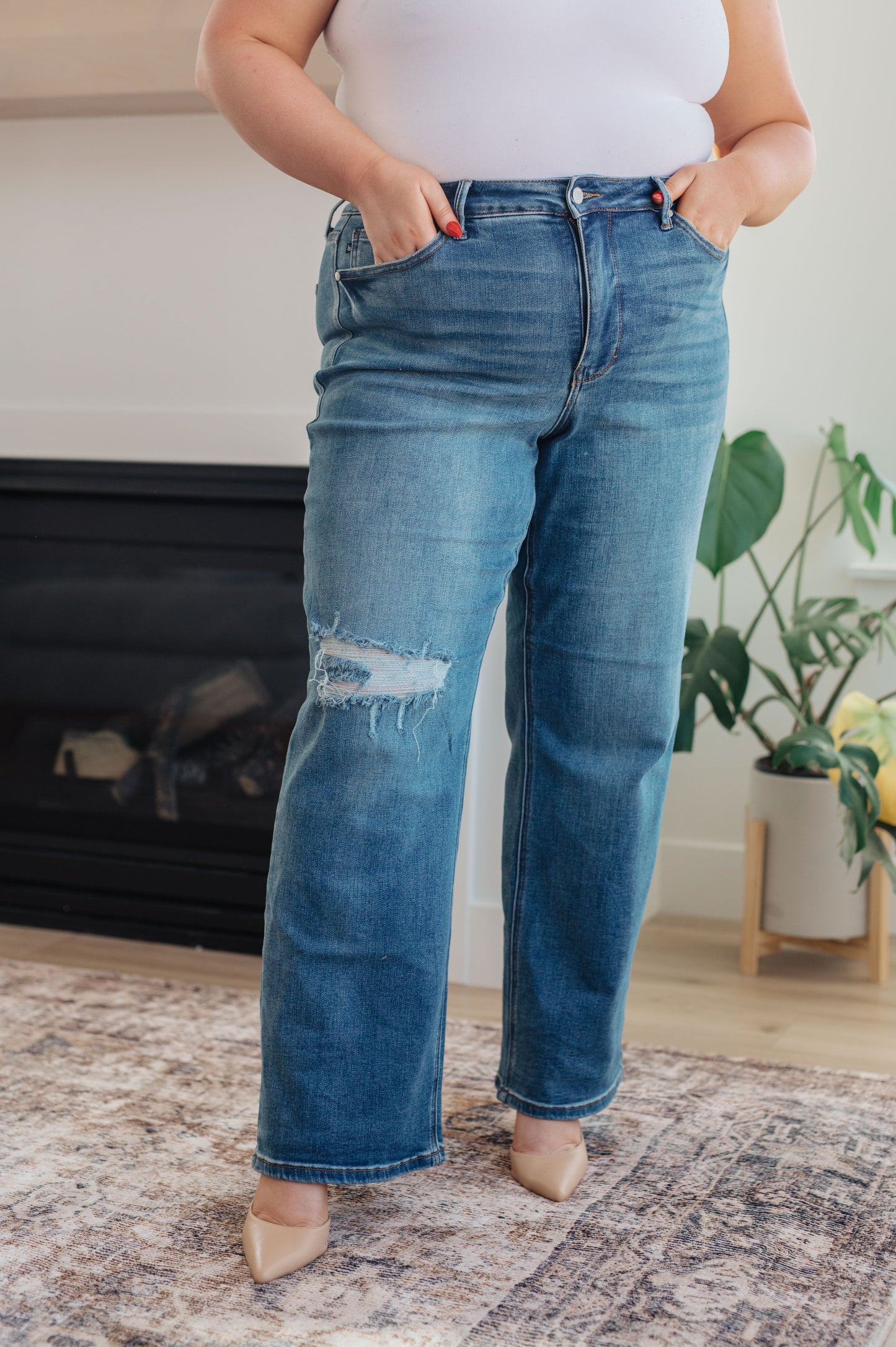Judy Blue Carrie High Rise Control Top 90's Straight Jeans