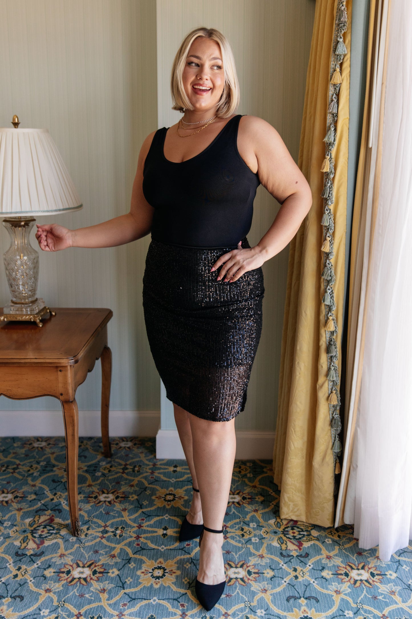 7th Ray Gilded Age Sequin Skirt in Black