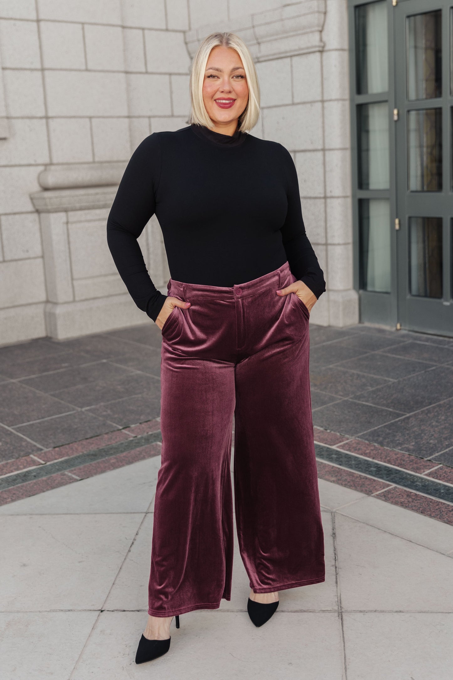 Bibi High Society Velvet Wide Leg Trousers