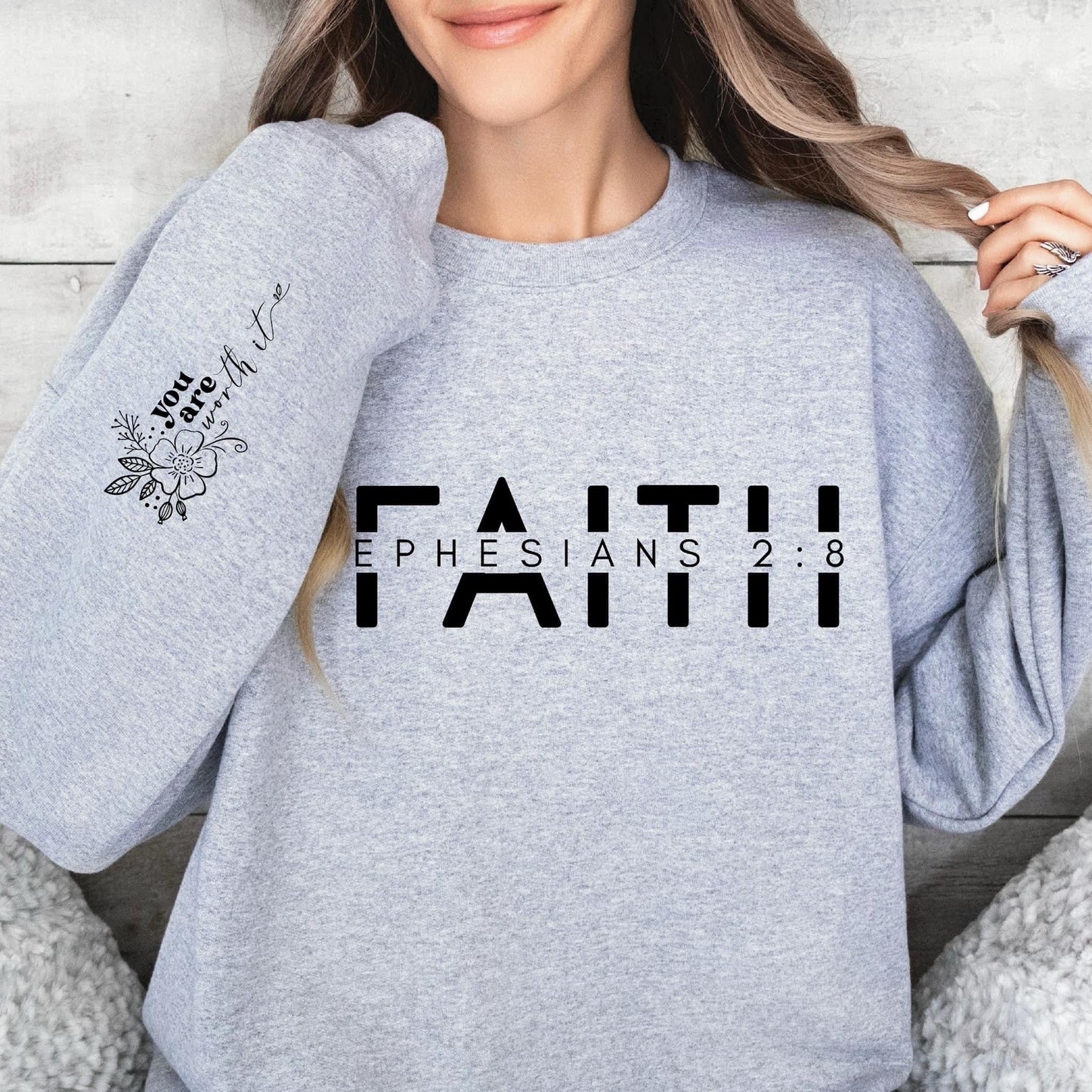 Faith With Sleeve Accent Sweatshirt