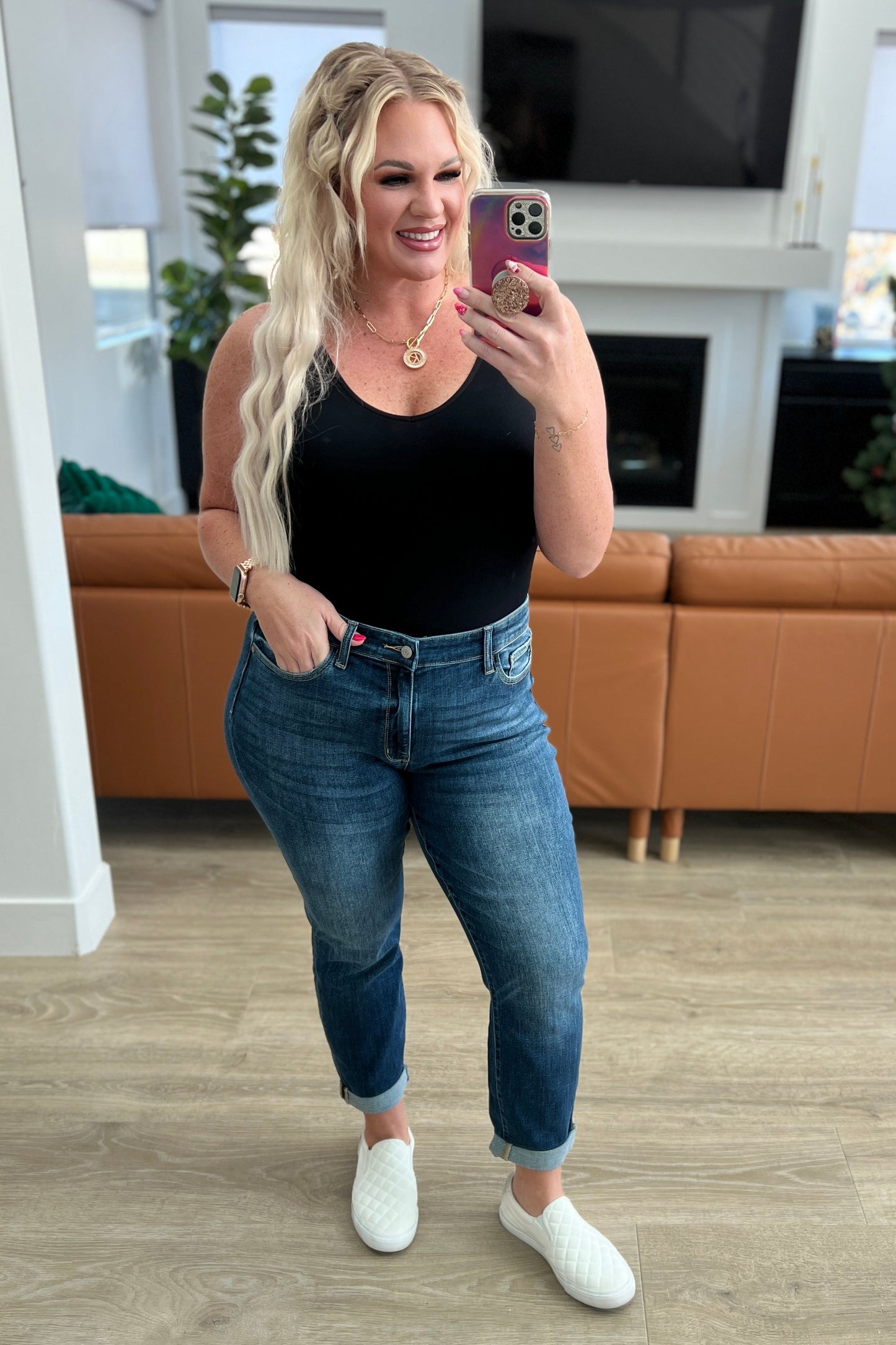 Judy Blue London Cuffed Boyfriend Jeans