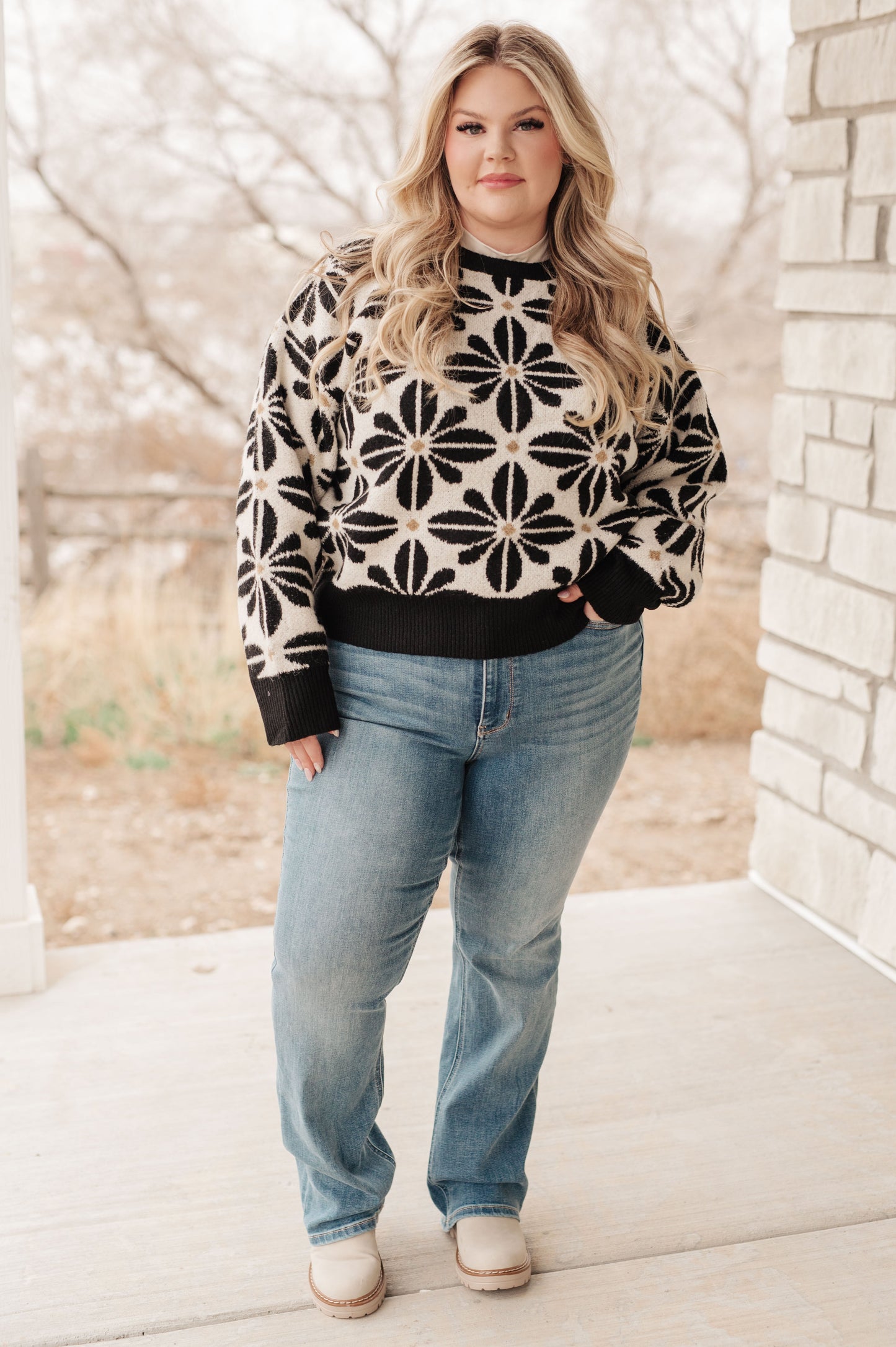 Moody Mod Floral Sweater