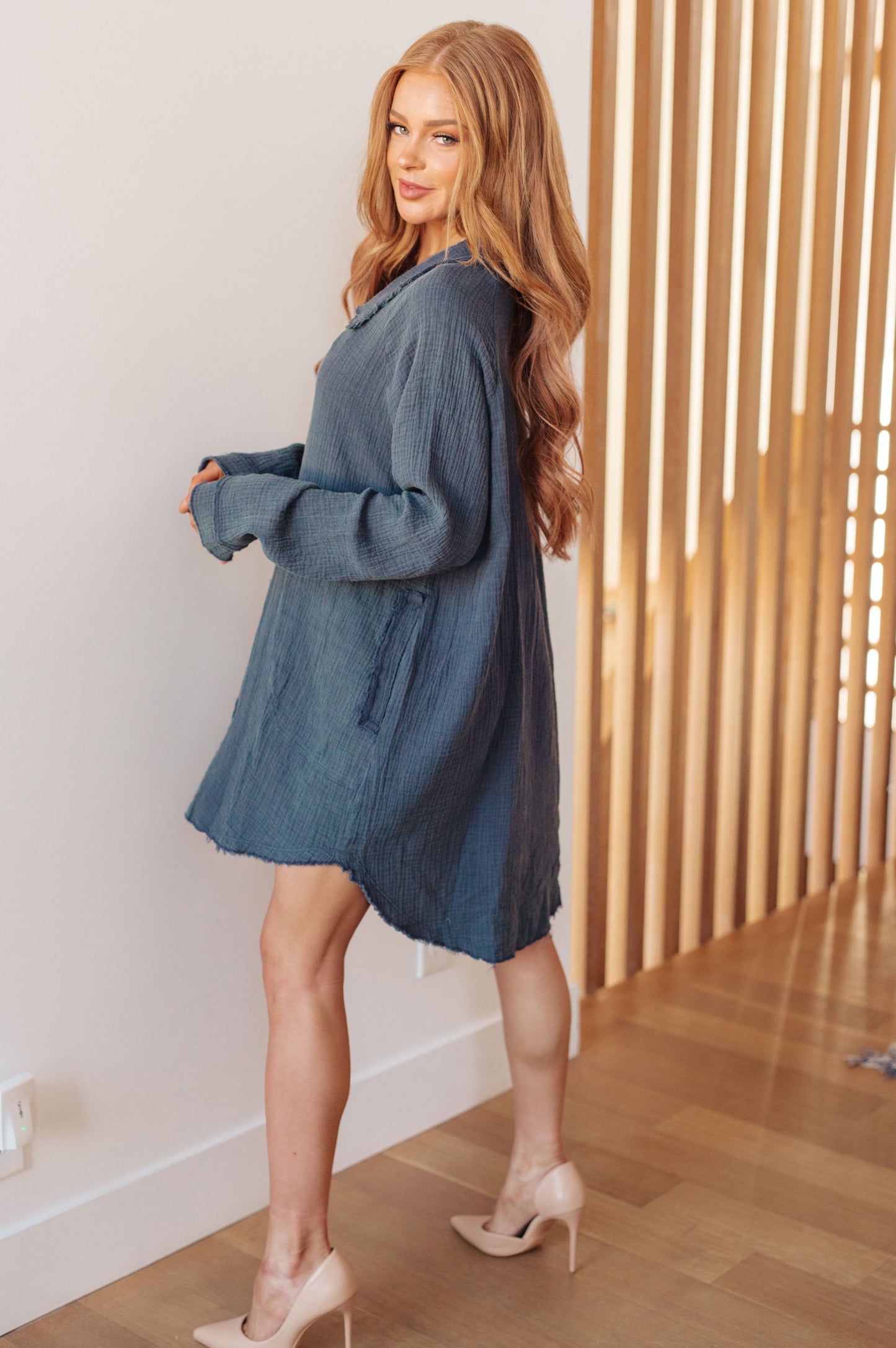 No Worries Mineral Wash Shirt Dress