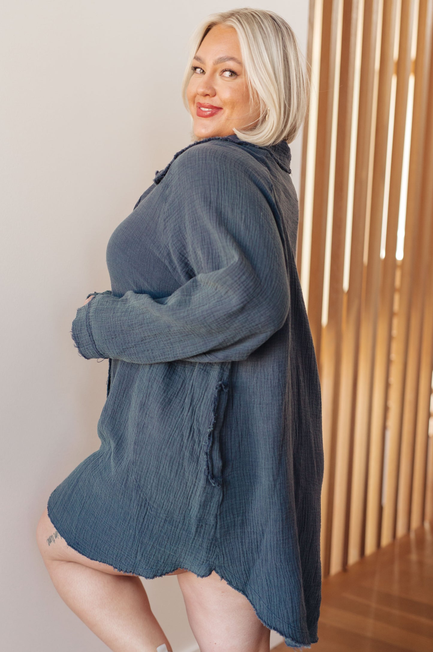 No Worries Mineral Wash Shirt Dress