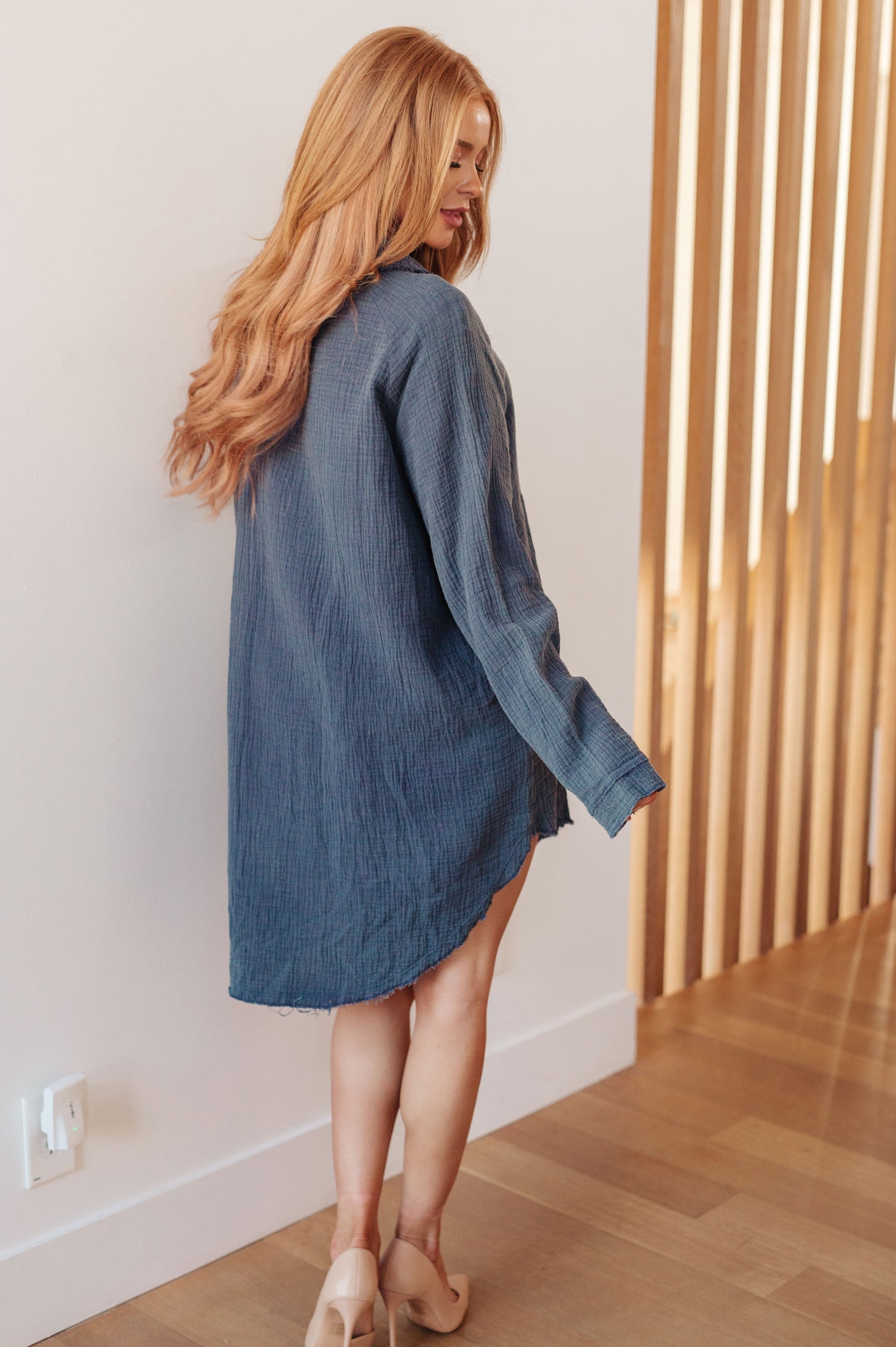 No Worries Mineral Wash Shirt Dress