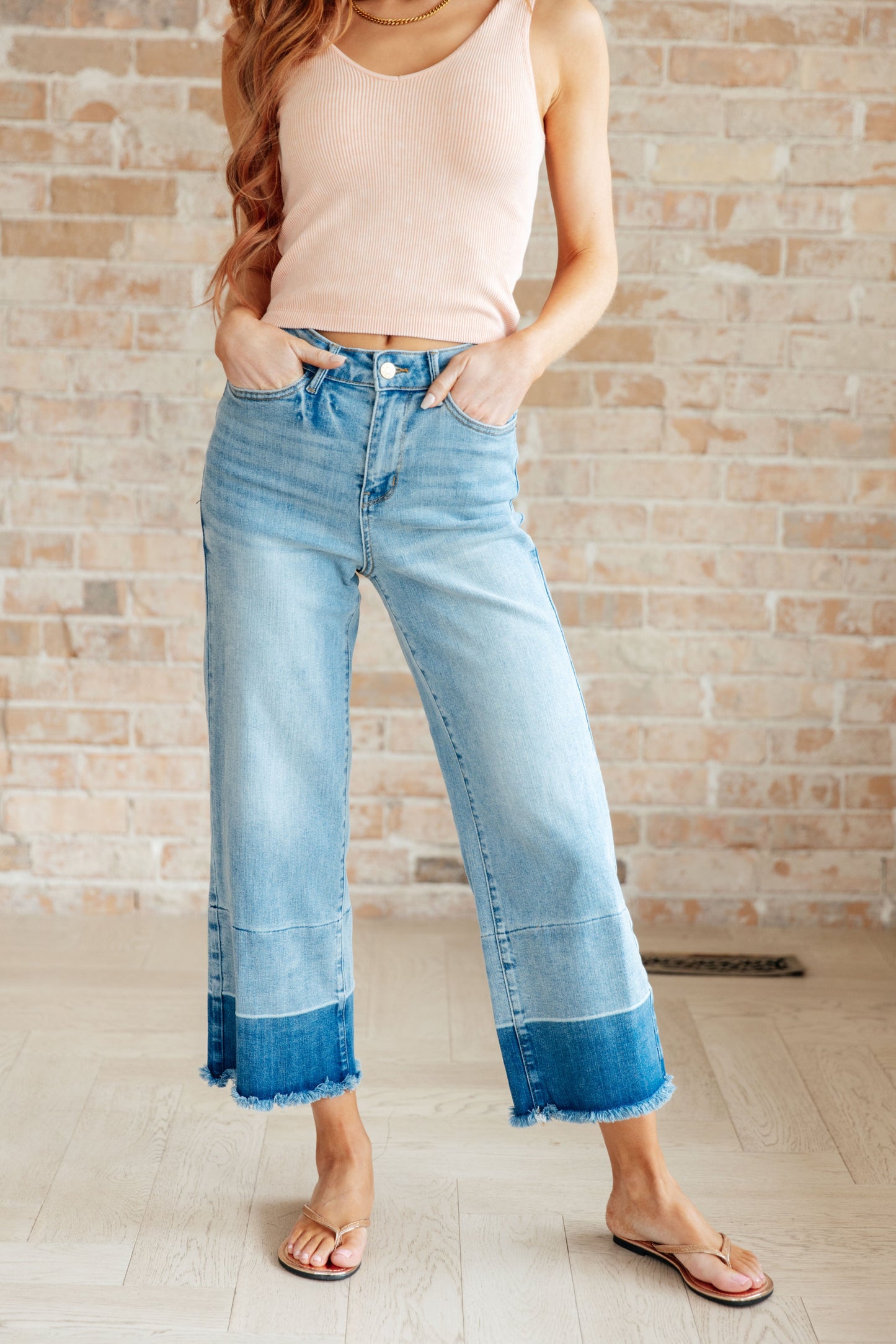 Judy Blue Olivia High Rise Wide Leg Crop Medium Wash