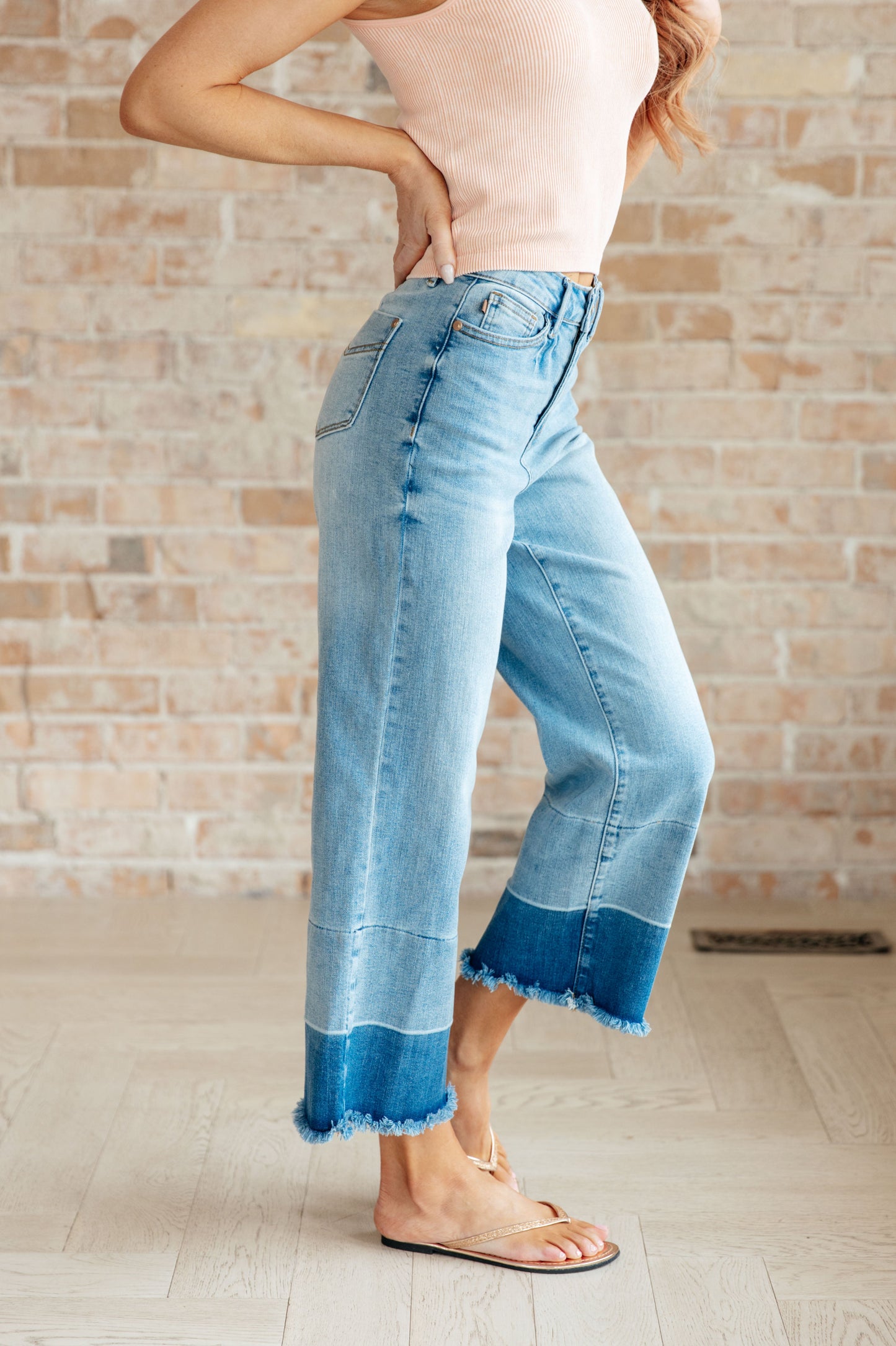Judy Blue Olivia High Rise Wide Leg Crop Medium Wash