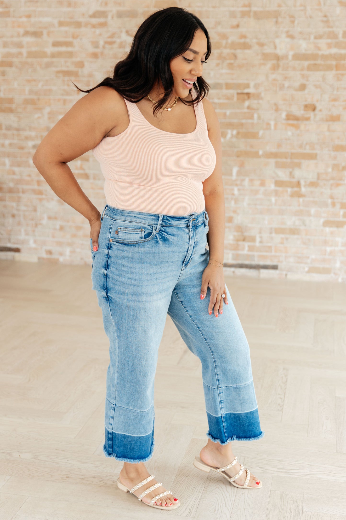 Judy Blue Olivia High Rise Wide Leg Crop Medium Wash