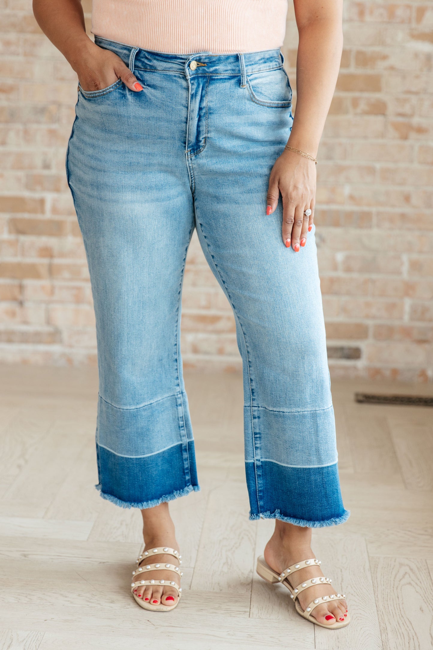 Judy Blue Olivia High Rise Wide Leg Crop Medium Wash