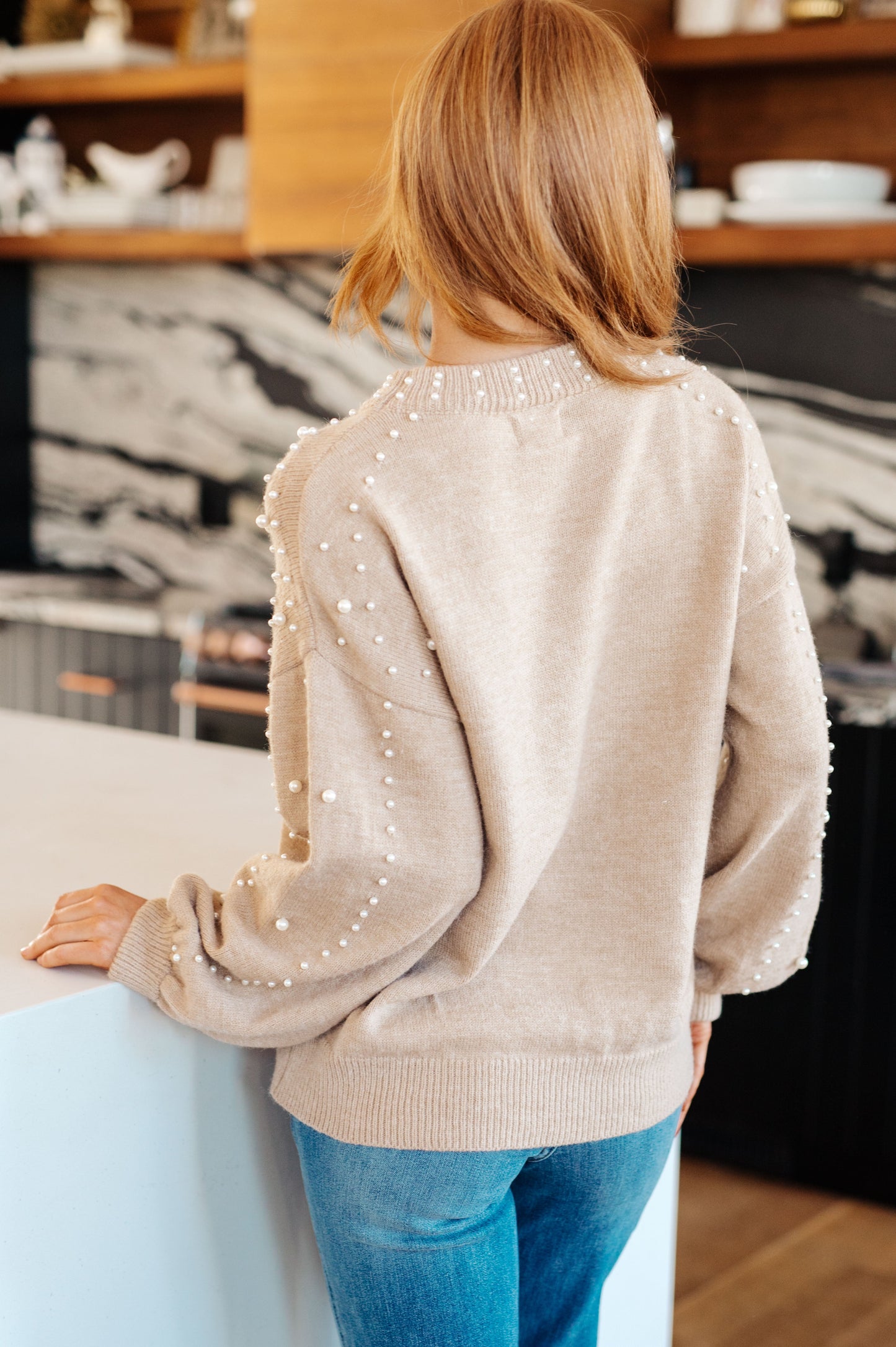 Just Stringin’ Along Pearl Accent Sweater