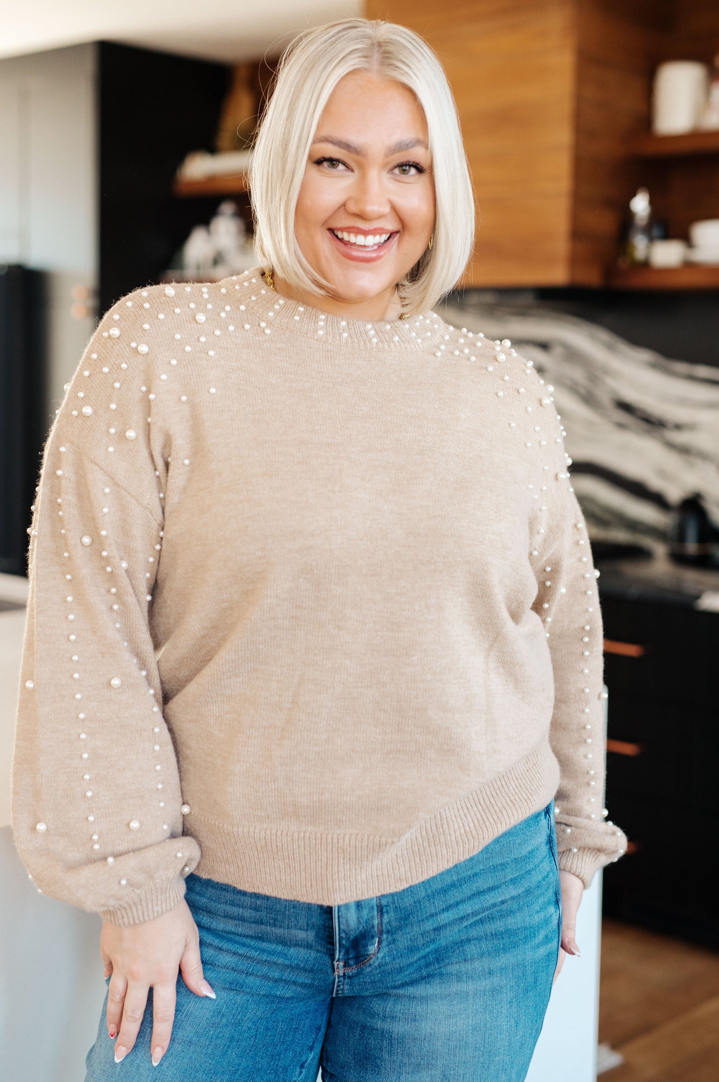 Just Stringin’ Along Pearl Accent Sweater