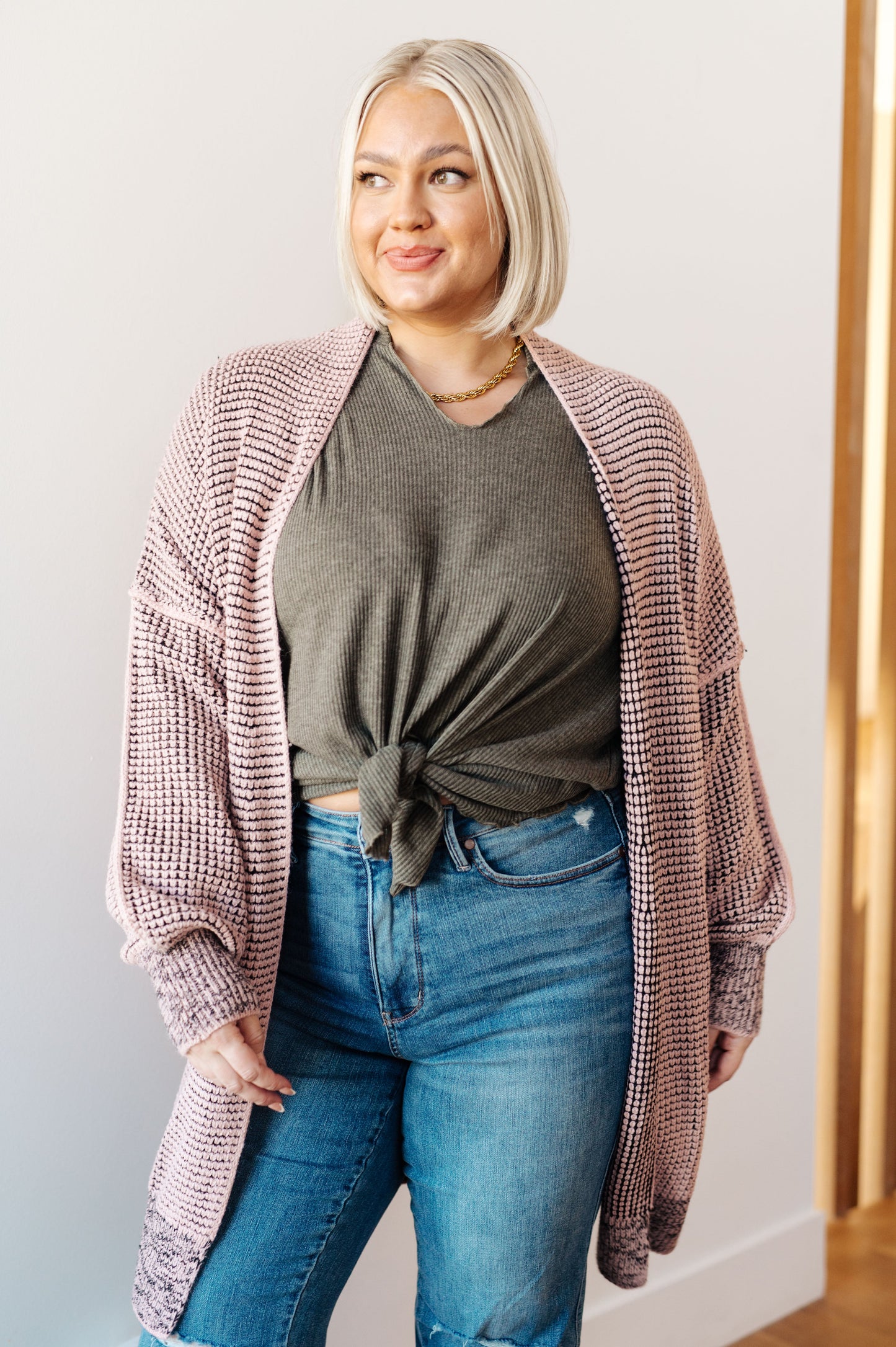 The Way It Is Cardigan in Mauve