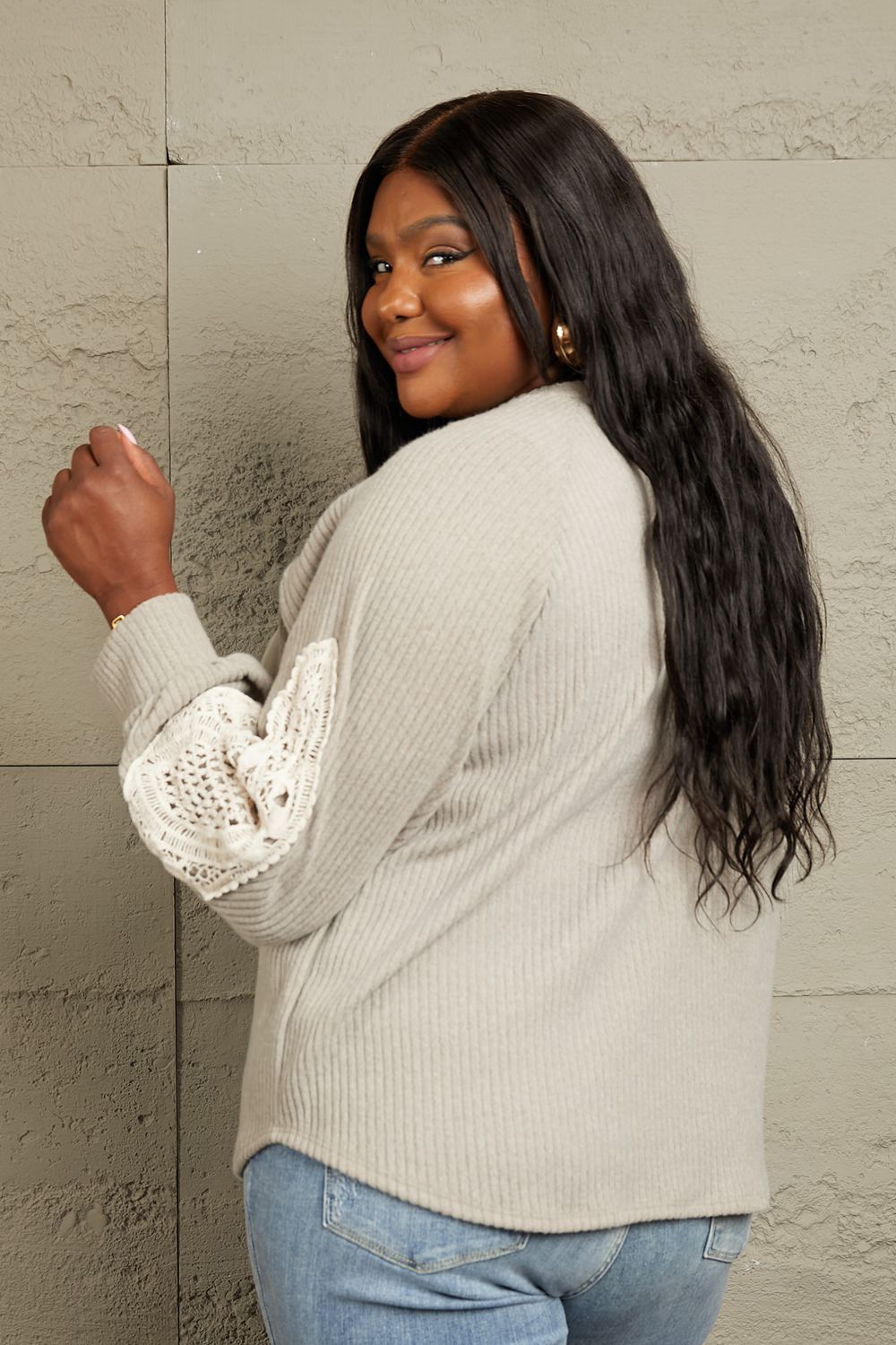 Sew In Love Lace Patch Detail Sweater