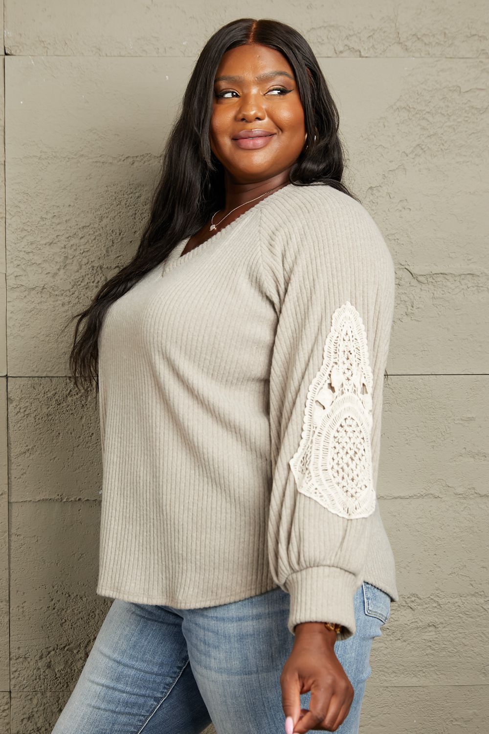 Sew In Love Lace Patch Detail Sweater