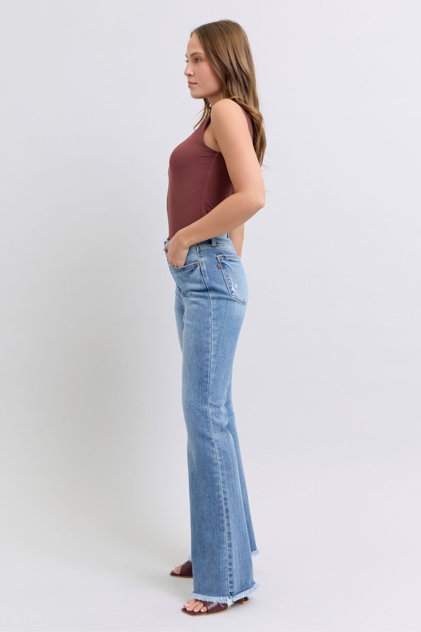 Judy Blue Alyson Raw Hem High Rise Bootcut Jeans