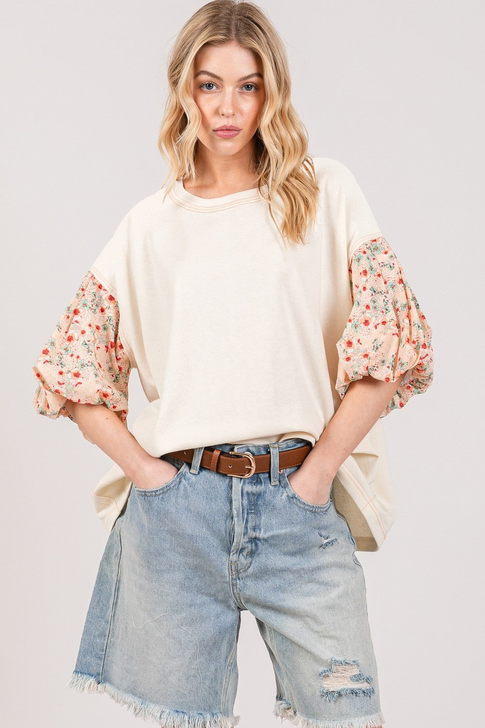 SAGE + FIG Bubble Sleeve Oversized Top