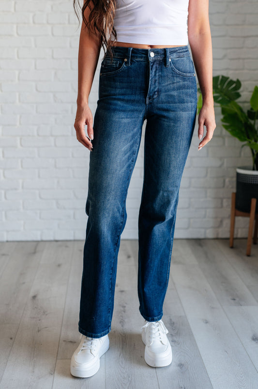 Judy Blue Muriel Mid Rise Tummy Control Straight Jeans