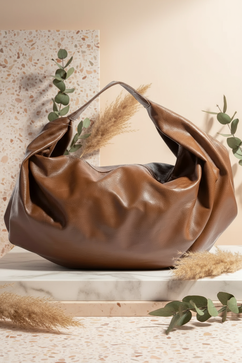 Fame Simple Faux Leather Hobo Shoulder Bag