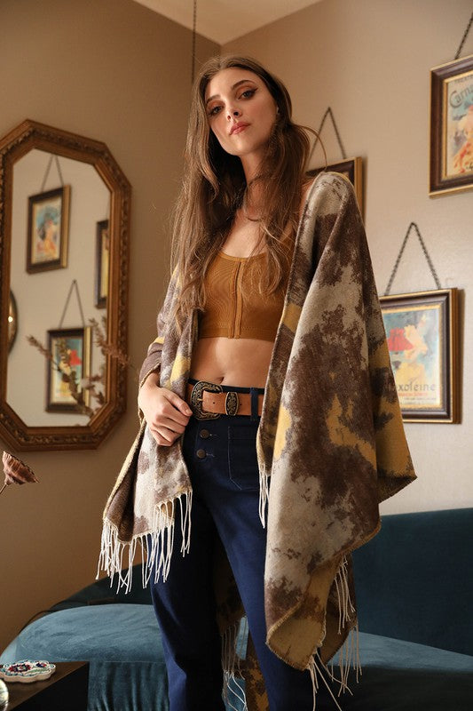 Marble Ruana Wrap w/Tassel