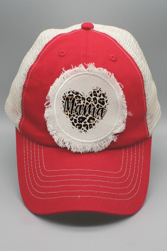 Mama Leopard Heart Patch Trucker Hat