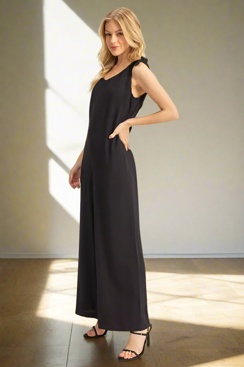 HYFVE Cutout Back Knotted Strap Wide Leg Jumpsuit