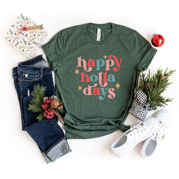 Happy Holla Days Colorful Short Sleeve Graphic Tee