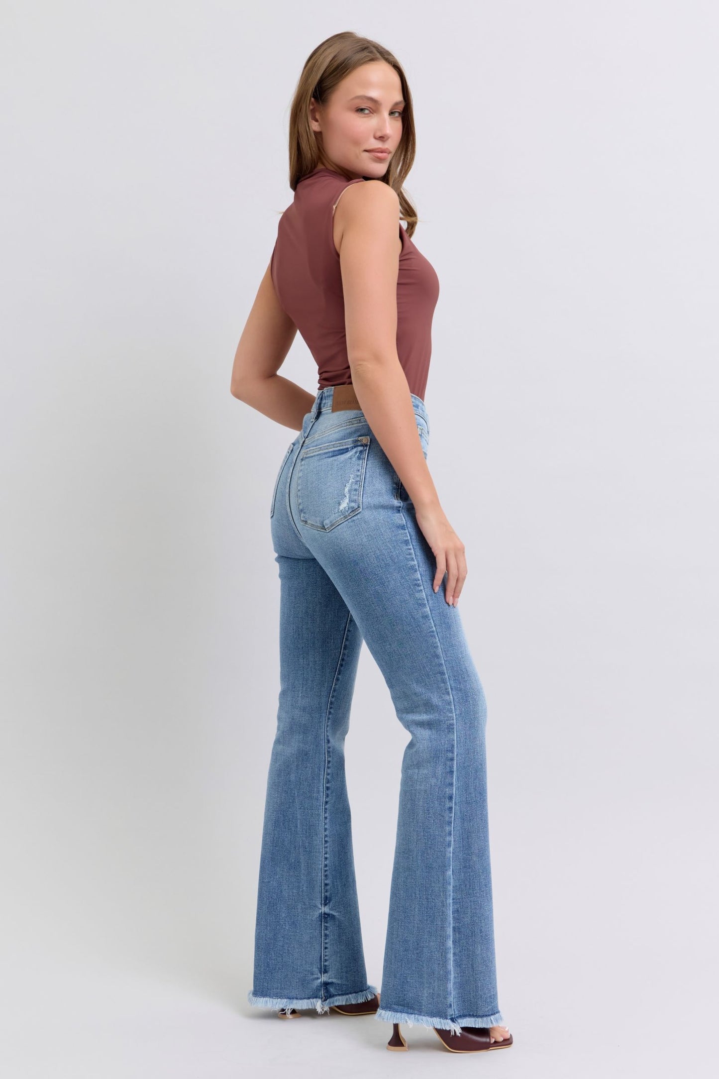 Judy Blue Alyson Raw Hem High Rise Bootcut Jeans
