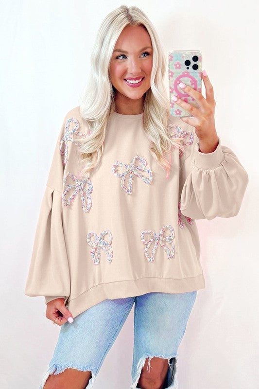 Women Lantern Sleeve Oversized Pullover Sweatshirt