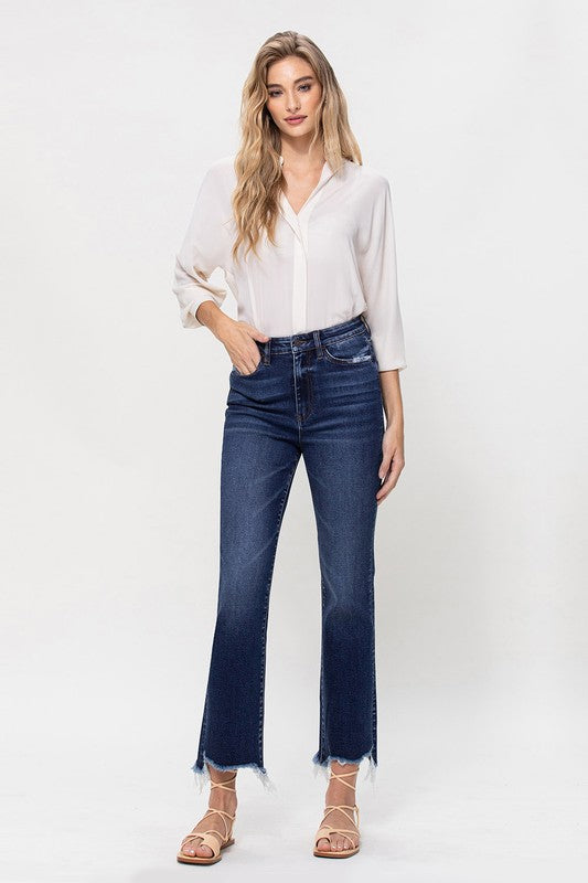 Vervet High Rise Distressed Hem Kick Flare Jeans