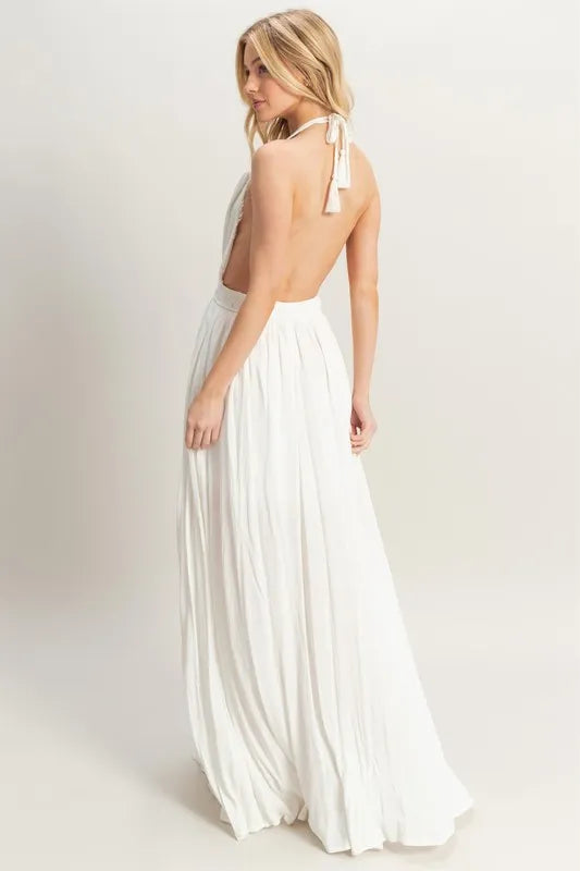 hyfve maxi dress HYFVE Floral Tie Back Short Sleeve Slit Maxi Dress