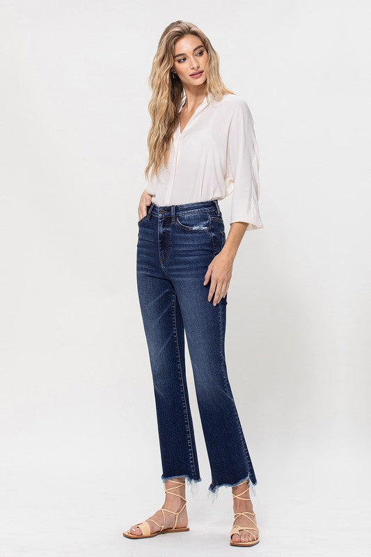 Vervet High Rise Distressed Hem Kick Flare Jeans