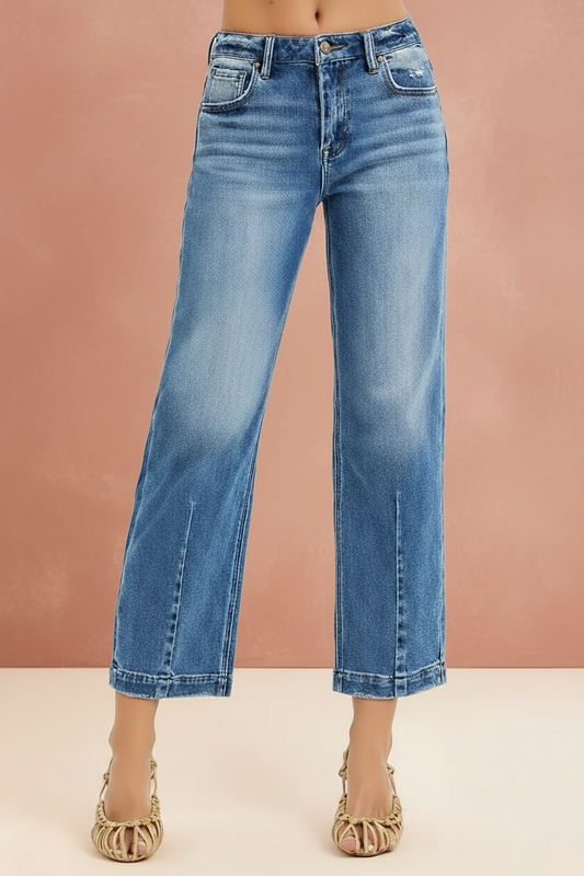 RISEN High Rise Crop Boyfriend Tapered Jeans