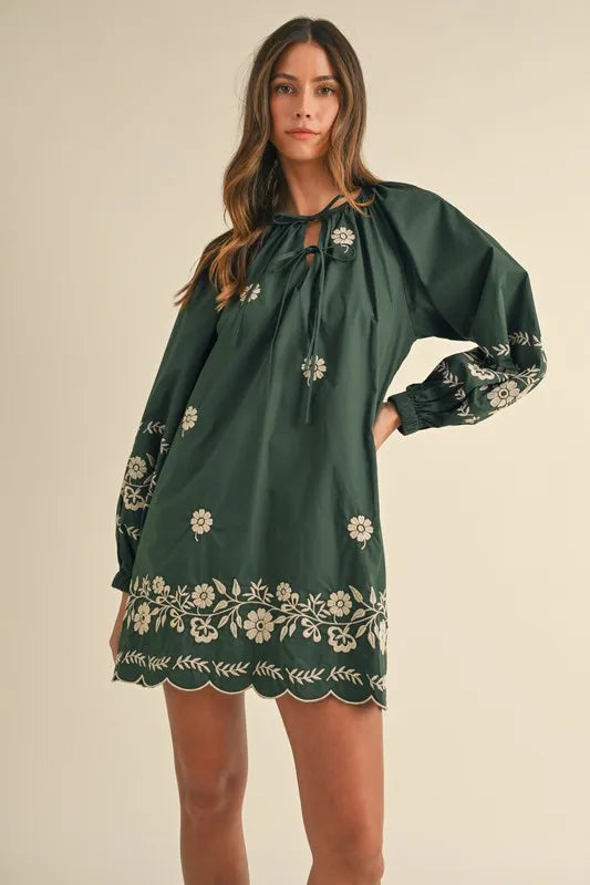 MABLE Embroidered Long Sleeve Peasant Mini Dress The Fiery Jasmine MABLE Embroidered Long Sleeve Peasant Mini Dress The Fiery Jasmine