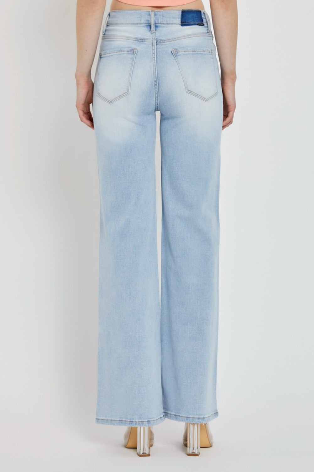 RISEN Wide Leg V Dipped Front Waist Jeans