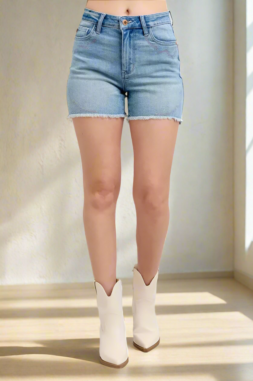 Judy Blue Jade Western Embroidery Detail Denim Shorts