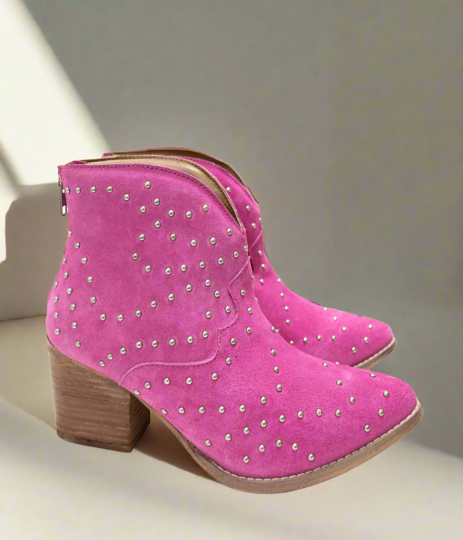 Naughty Monkey Twilight Studded Ankle Boot in Magenta