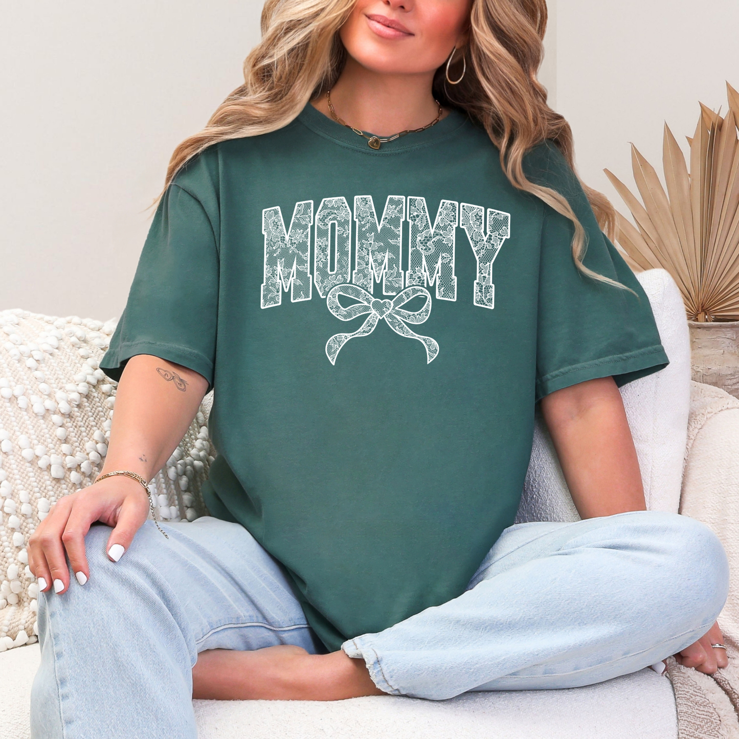 Lace Names Graphic Tee in Spruce