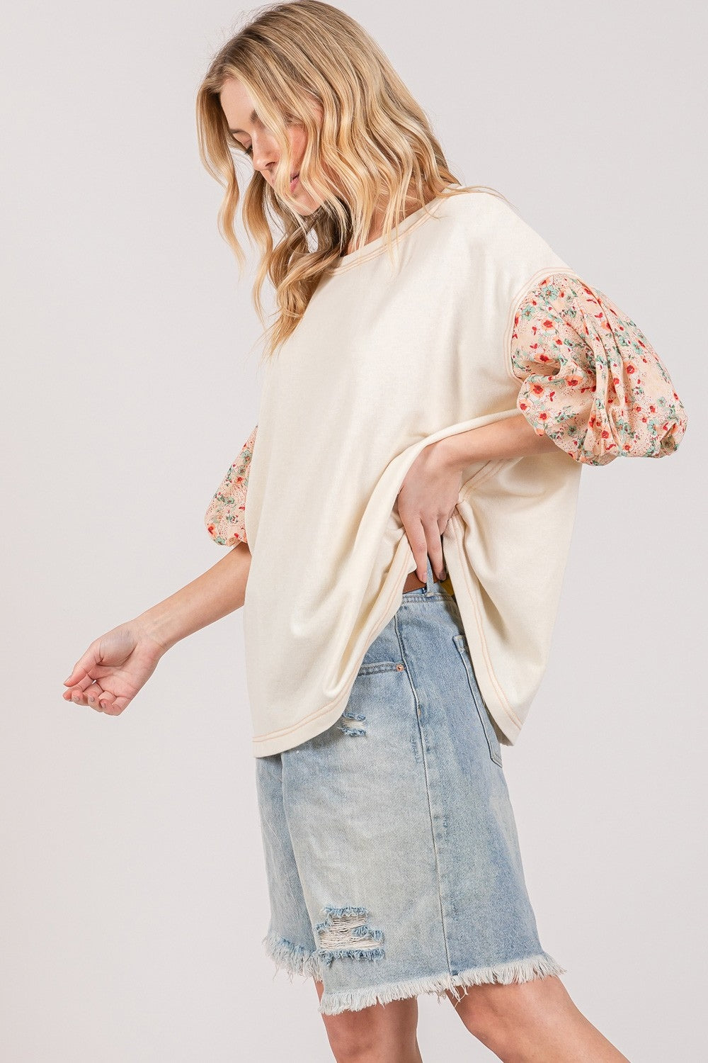 SAGE + FIG Bubble Sleeve Oversized Top