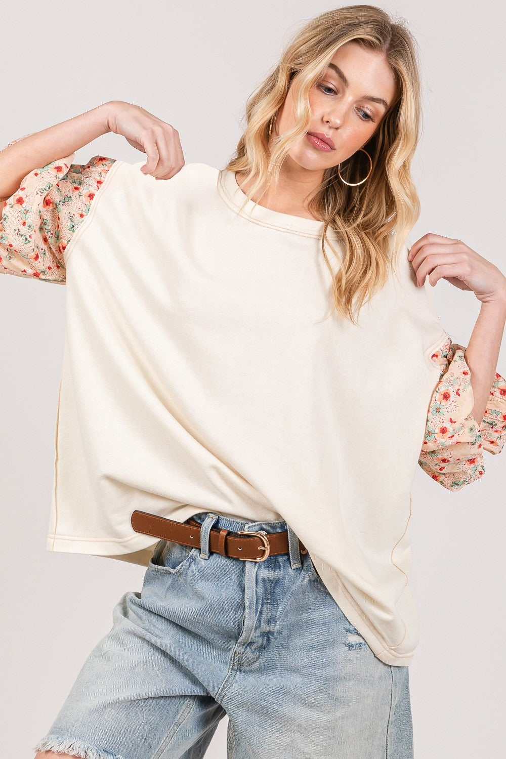 SAGE + FIG Bubble Sleeve Oversized Top